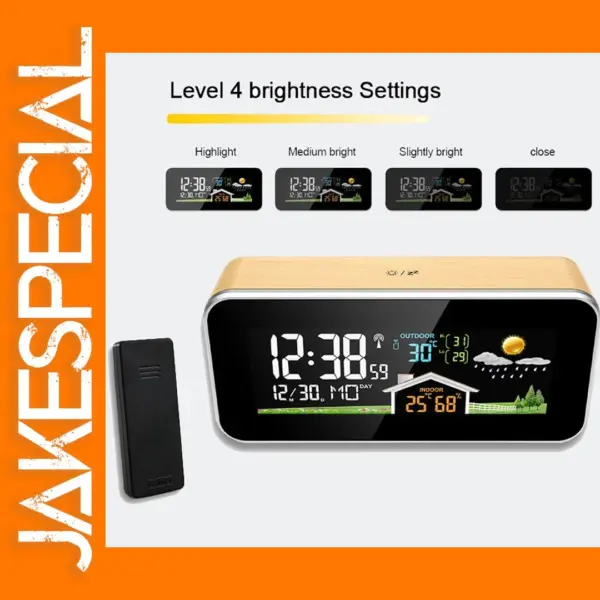 Wooden Digital Weather Station with Alarm Clock