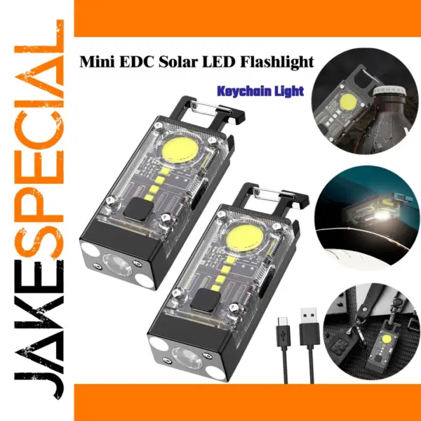 Portable Solar LED Flashlight Keychain Torch