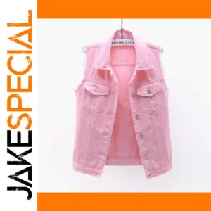 6XL Women’s Denim Vest Casual Sleeveless Jacket