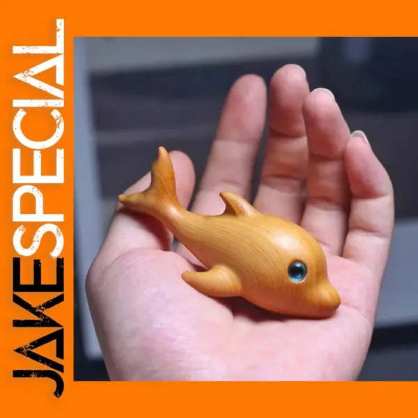 Wooden Dolphin Miniature Decorative Figure 8x3.5cm