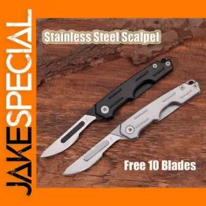 Folding Stainless Steel Scalpel Knife with 10 Blades