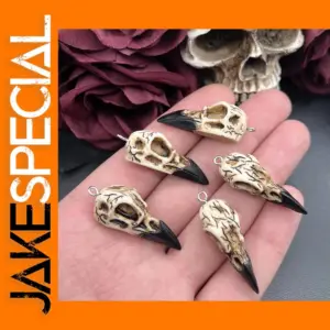 4pcs Neo-Gothic Raven Skull Resin Charms