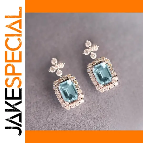Light Blue CZ Drop Earrings for Women