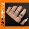 Punk Palm Hollow Ring Set for Unisex