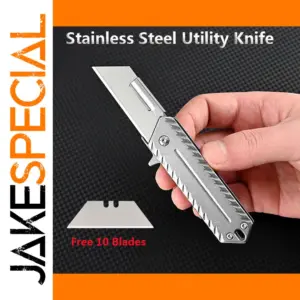 Stainless Steel Utility Knife with 10 Blades