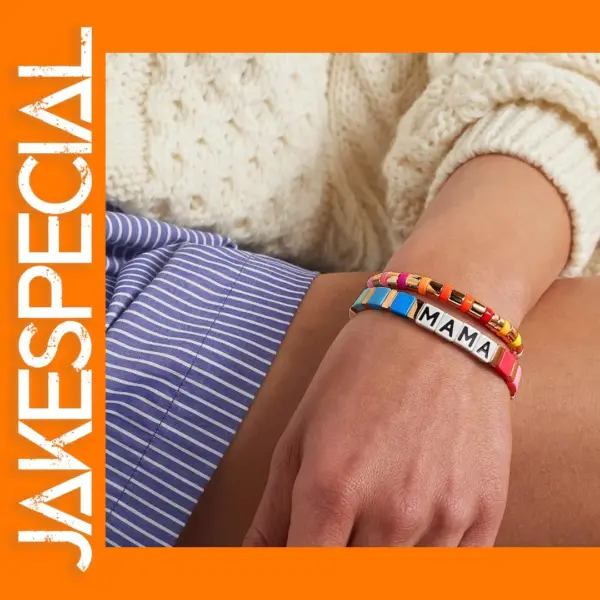 Enamel Tile Beaded Bracelet Set for Women