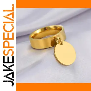 Gold Color Minimalist Round Pendant Ring