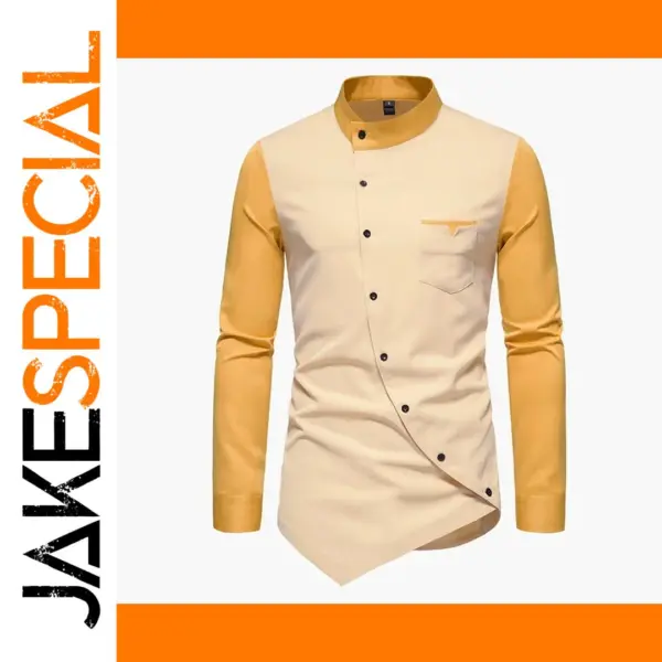 Vintage Patchwork Long Sleeve Men’s Shirt