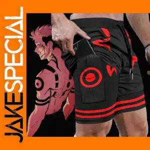 Anime Performance Gym Shorts with Phone Pocket