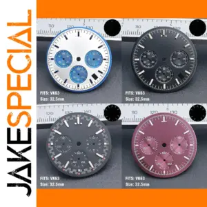 VK63 32.5mm Quartz Watch Dial with Luminous Hands