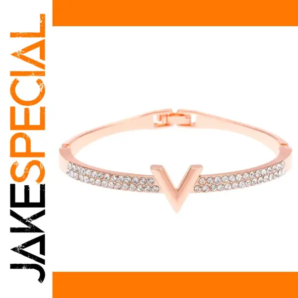 V-Shaped Stainless Steel Crystal Bangles