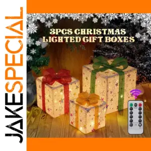 3PCS LED Lighted Christmas Gift Boxes Decor
