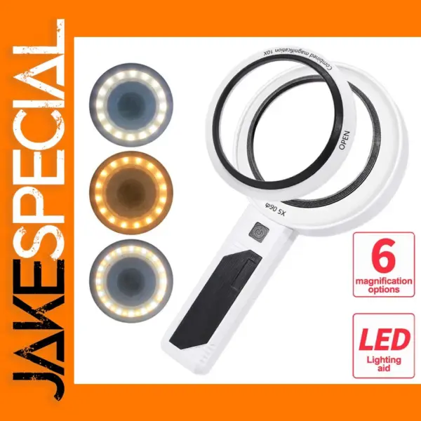 LED Handheld Magnifying Glass with 20X Zoom