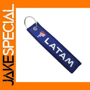 LATAM Blue Embroidery Keychain with Metal Ring