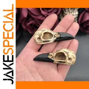3D Crow Skull Necklace Pendant Set of 2