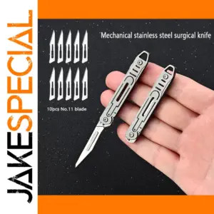Stainless Steel Folding Scalpel Knife with 10 Blades