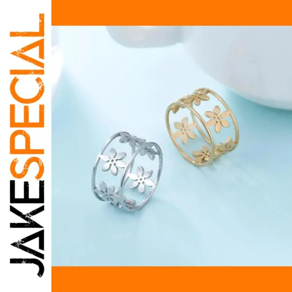 Romantic Flower Stainless Steel Ring for Women