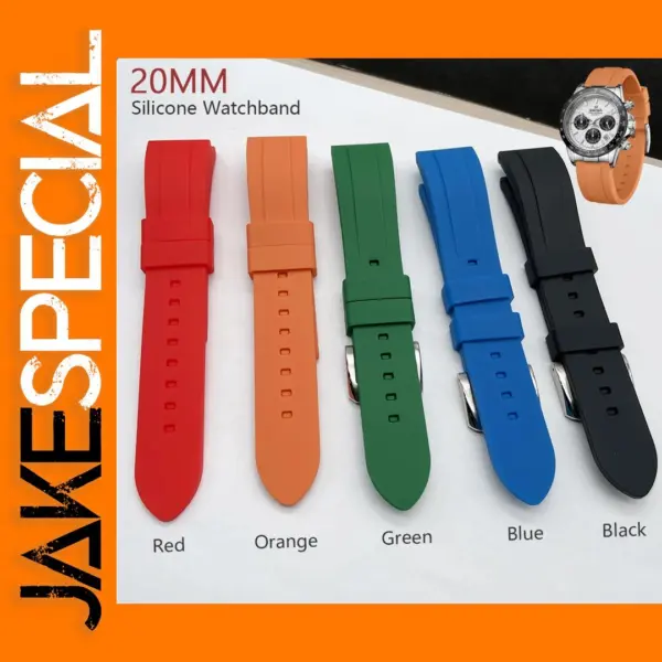 20mm Silicone Rubber Watch Strap for Men