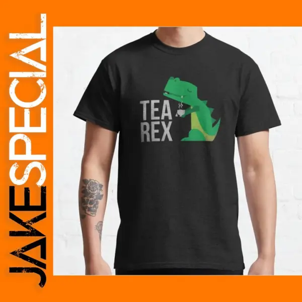 Tea Rex Funny Dinosaur Graphic T-Shirt S-6XL