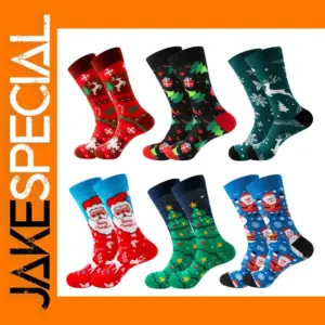 Cartoon Santa Claus Men's Crew Socks Pair