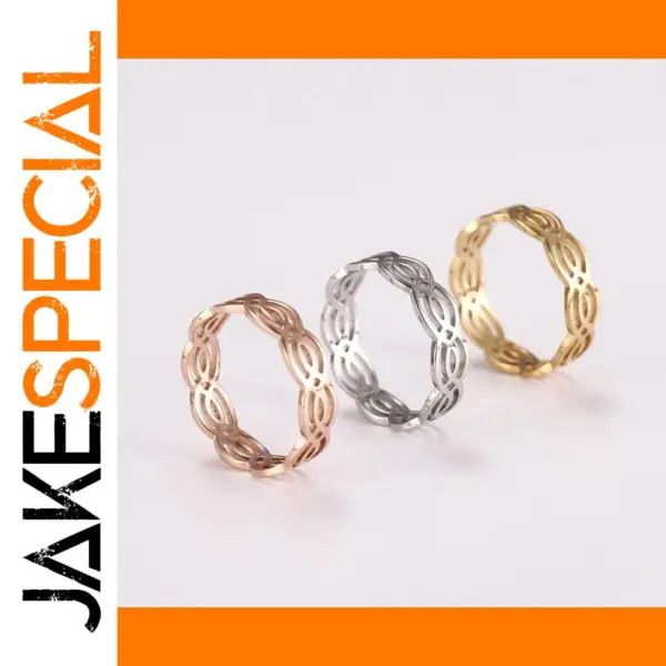 Waving Twisted Rings in Rose Gold Stainless Steel