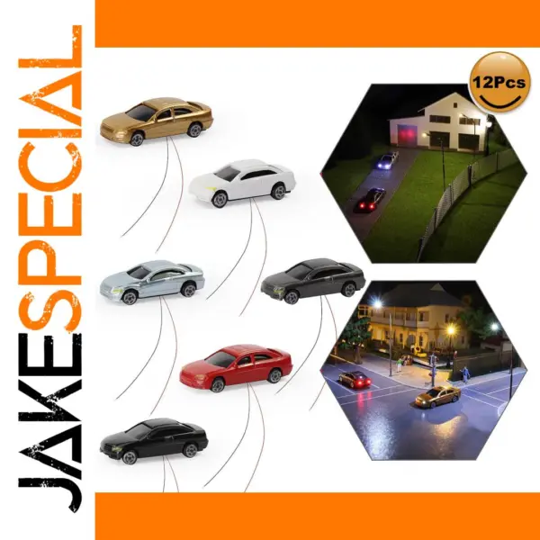 12pcs Z Scale Model Cars with Lights