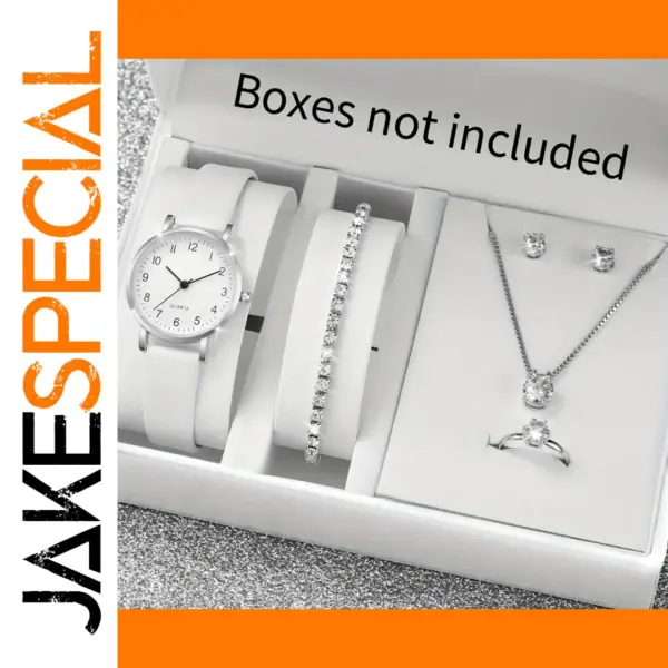 6PCS Women's Quartz Watch and Jewelry Set