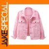 Women's Casual Short Denim Jacket in Pink