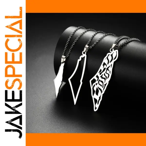 Israel Map Pendant Necklace in Stainless Steel