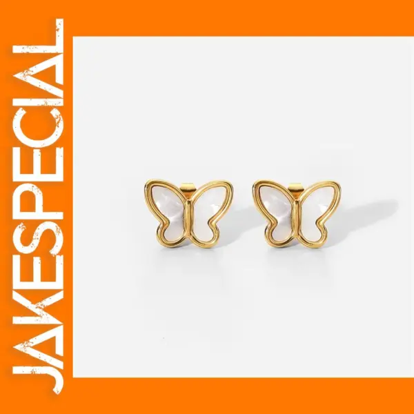 18K Gold Plated Stainless Steel Butterfly Earrings