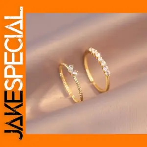 Gold Heart Zircon Rings Set for Women Girls