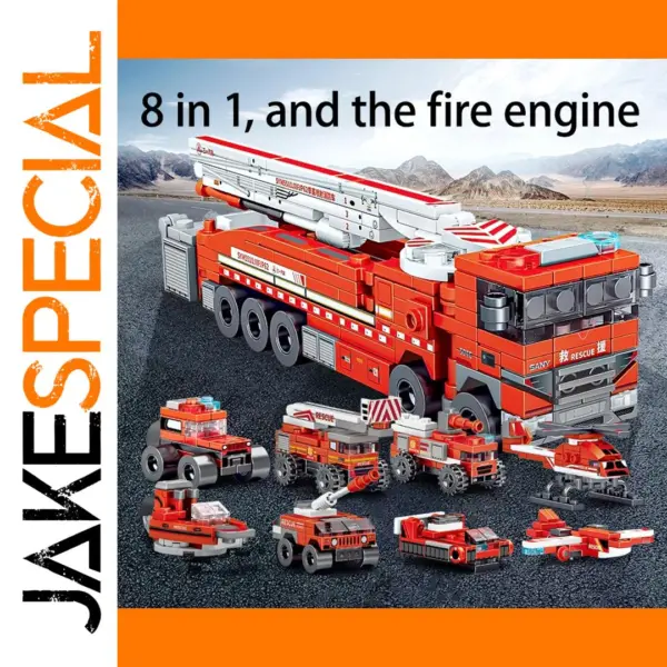 8-in-1 Fire Engine Building Block Set