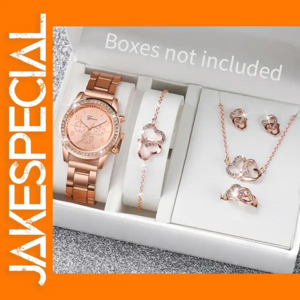6PCS Women's Fashion Quartz Watch Jewelry Set