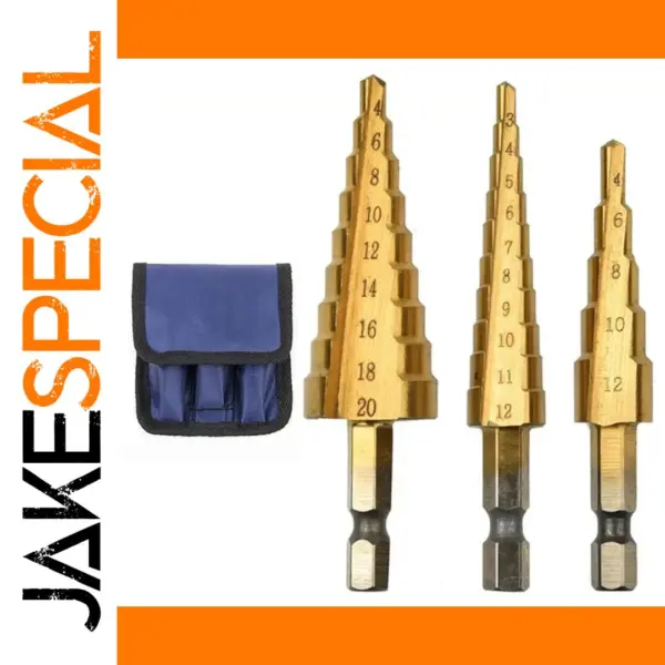 Titanium Plated Step Drill Bit Set 3pcs