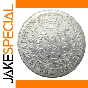 1821-R Brazil 960 Reis Silver Plated Coin