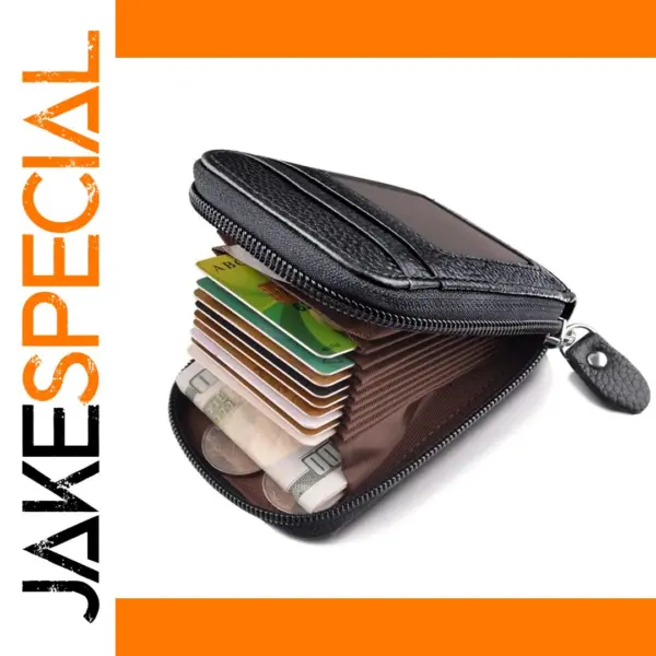 Men's RFID Blocking Leather Wallet with Zipper