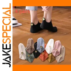 4 Pairs Cute Embroidered Ankle Socks Set