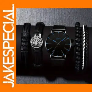 Men's Quartz Watch with Bracelet Set