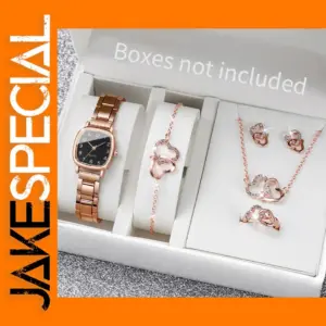 5PC Women's Rose Gold Quartz Watch Set V248