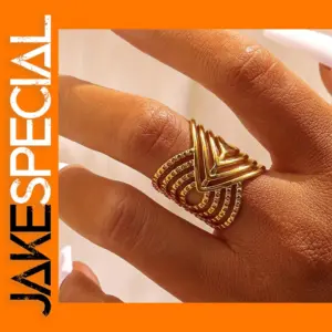 DGIDDK Unique Geometric Stainless Steel Ring