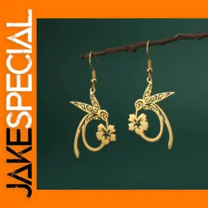 Hummingbird Flower Stainless Steel Drop Earrings