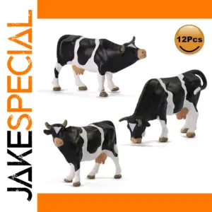 12pcs O Scale Painted PVC Cows 1:43 Models