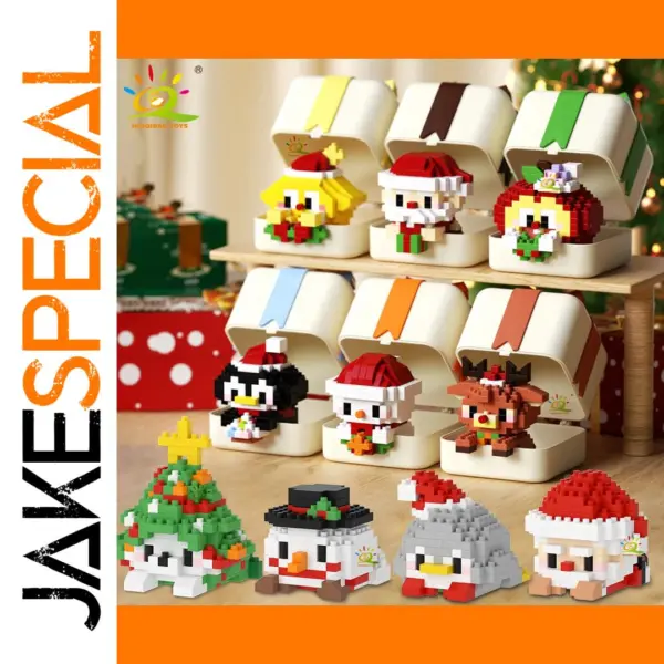 Christmas Building Block Set with Elk and Santa