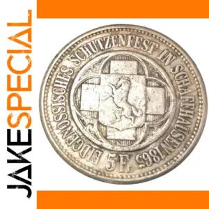 1865 Swiss 5 Francs Antique Coin Replica