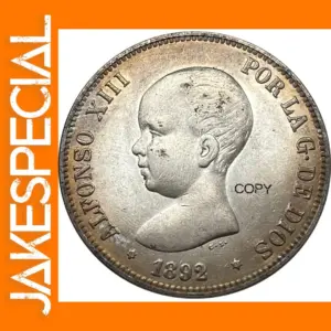 Spain 1892 5 Pesetas Replica Collectible
