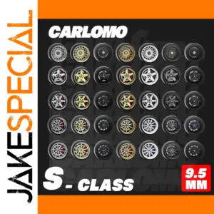 Carlomo 1/64 Metal Wheels with Rubber Tires Set