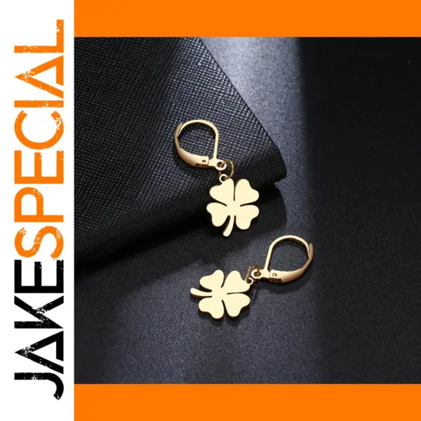 Clover Design Stainless Steel Dangle Earrings