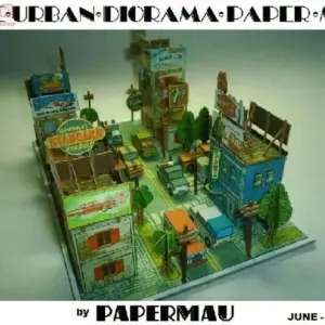 Town Scene Buildings 3D Paper Model Kit 12 2a989189 upscaled