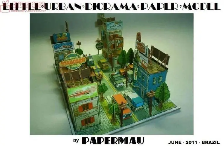 Town Scene Buildings 3D Paper Model Kit 4 Town Scene Buildings 3D Paper Model Kit - Image 4