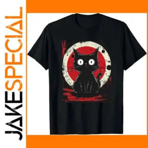 Kawaii Black Cat Graphic T-Shirt for Women